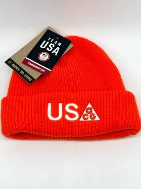 Nike ACG Team USA Olympics Beanie Hat NWT New Orange Winter Cap
